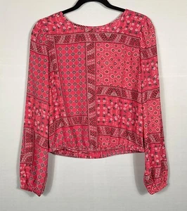 Loft Top Womens Size Small Pink Floral Pullover V-Neck Back Balloon Sleeves - Picture 1 of 6