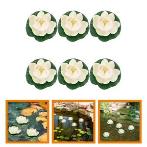  6 Pcs Artificial Flowers Floating Pond Decor Pool Aquarium Decoration Summer - Picture 1 of 17