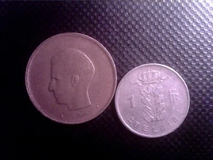 BELGIUM BELGIE 1 FRANC 1952 20 FRANCS 1980 - Picture 1 of 2