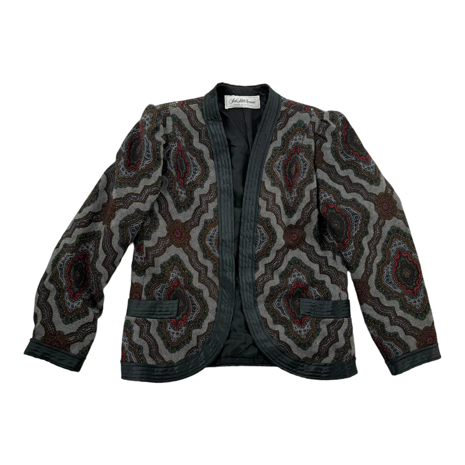Chaqueta Saks Fifth Avenue Mujer Talla 42 Abrigo Grande Traje Jacquard De Colección Foto 1 de 4