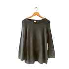 Nwt Chicos  Charcoal Grey Bateau Sweater With Stitch Detail Sleeves  Size Med