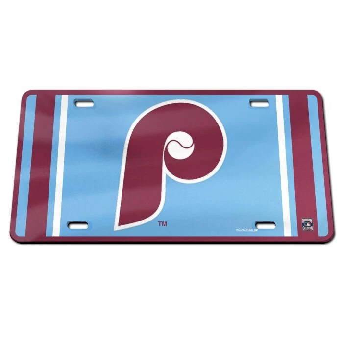 PHILADELPHIA PHILLIES COOPERSTOWN COLL. SPECIALTY ACRYLIC CAR LICENSE PLATE MLB - Image 1 of 1