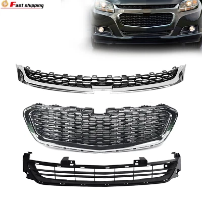 Juego de 3 piezas de rejilla delantera superior, central e inferior para Chevrolet Malibu 2014-2016 Foto 1 de 4
