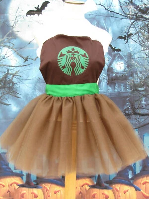 newStarbucks apron dress tutu food Halloween costume Women Girl Teen JR handmade - Image 1 of 4