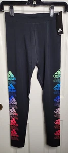 NWT Adidas Core Graphic Tight Black Pink Girls Active Pants Size L (14)-AK4686 - Picture 1 of 8