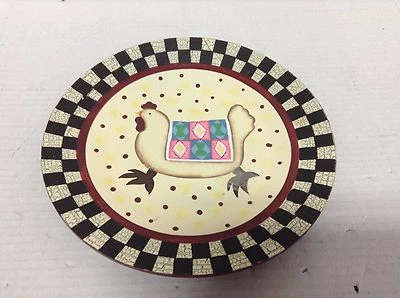 Exhibición de arte de pared de madera de granja de campo edredón de animales a cuadros pollo plato de ajuste rojo Foto 1 de 2