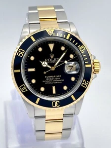 Rolex Submariner Date 16613 40mm Black Dial Black Bezel Bi Metal Two Tone Box - Picture 1 of 14