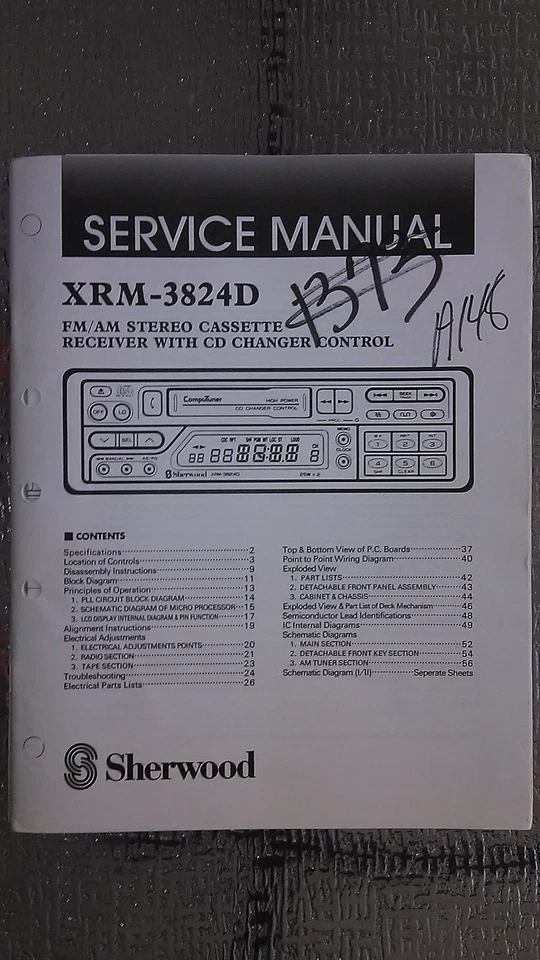 Sherwood XRM-3824D Manual de Servicio Original Libro de Reparación Estéreo Coche Radio Cinta Foto 1 de 1