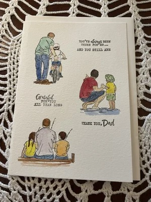 Tarjeta de felicitación acuarela de Joy Delaurelle Día del Padre en blanco 5x7 Foto 1 de 2