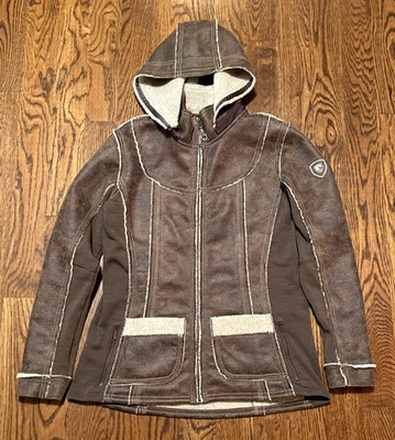 Chaqueta KUHL Projekt Dani Sherpa imitación cuero microgamuza cremallera completa capucha para mujer LG Foto 1 de 4