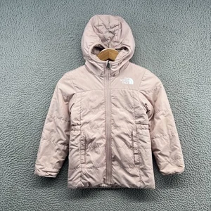 The North Face Puffer Jacket Girls 3 4 T Pink Polyester Fill Reversible Hooded - Picture 1 of 23