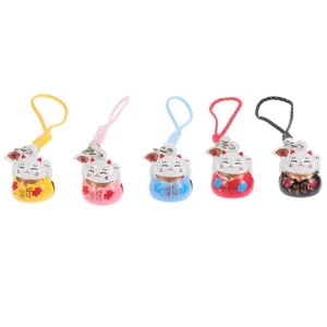 5 sztuk Szczęśliwy kot Wisiorek Maneki Neko Charm Fan Miss Brelok dla kota Dzwonek Fortune Torba - Zdjęcie 1 z 12