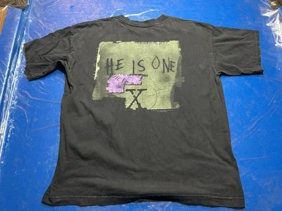 Винтажная мужская футболка X Files «ОН ОДИН» Stanley Desantis 1996 большая выцветшая на солнце - Изображение 1 из 4