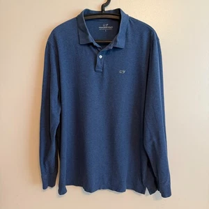 Vineyard Vines Mens Large Blue Pullover Long Sleeve Casual Polo Henley Shirt - Picture 1 of 10