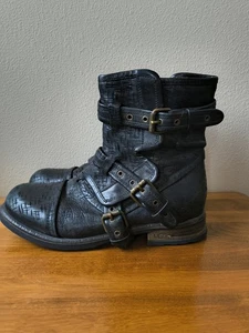 Botas de cuero negras Ugg Collection Elisabeta para mujer talla 9,5 Moto Combat - Imagen 1 de 6