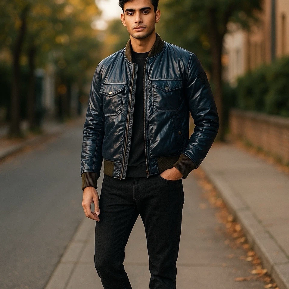 Chaqueta de bombardero William Rast SM (como se ve en Justin Timberlake) chaqueta de bombardero con cremallera Foto 1 de 4