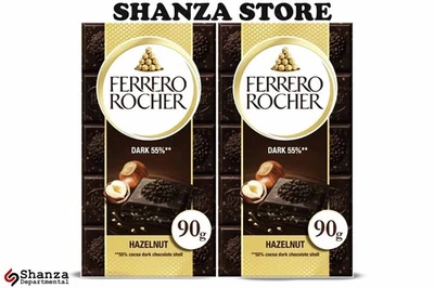 2x 90g Ferrero Rocher Hazelnut Dark 55% Chocolate Bar - Image 1 of 4