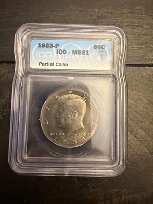 1983-P Kennedy Half Dollar MS-61 With Partial Collar Graded By ICG - Image 1 of 4