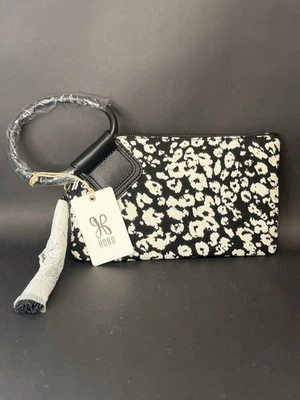 NWT HOBO INTERNATIONAL Sable Wristlet Tassel Black/White  Leopard Print - Image 1 of 4