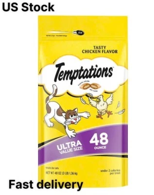 Temptations Classic Tasty Chicken Flavor Crunchy And Soft Dry Cat Treats, 48 Oz