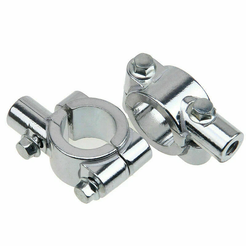2x Adaptador de Braçadeira Cromado 7/8" Guidão de Motocicleta Espelho Suporte de Rosca 10mm - Imagem 1 de 4