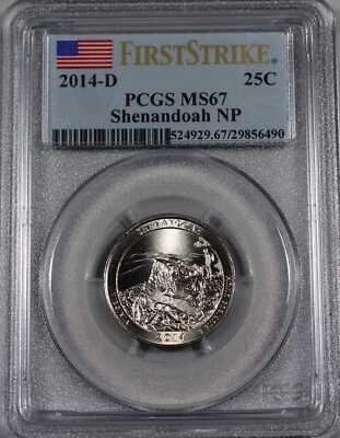 2014 D SHENANDOAH NP QUARTER PCGS MS67 FIRST STRIKE FS BUSINESS STRIKE #29856490 - Image 1 of 2