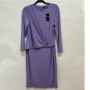 Abito donna Lauren Ralph Lauren 12 viola elasticizzato girocollo manica 3/4 vestito - Foto 1 di 6