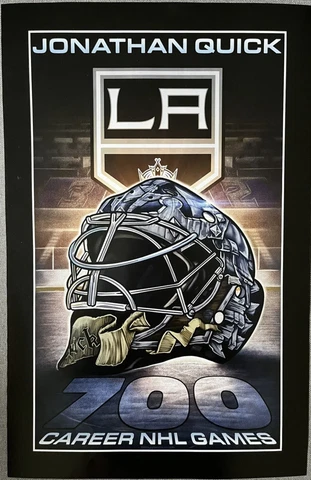 Jonathan Quick 700 NHL Games Played Los Angeles Kings LE Giveaway 11x17 Poster Cover