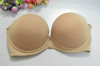 Strapless Convertible Pushup Bra Heavily Padded Lift Up Supportive Add Two Cup - Image 1 of 4