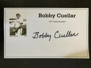 Texas Rangers BOBBY CUELLAR autographed 3x5 Index Card - Picture 1 of 1