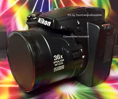 FRONT SLIP-ON PUSH-UP LENS CAP DIRECTLY to CAMERA NIKON COOLPIX P500 P 500+HOLDR - Image 1 of 4