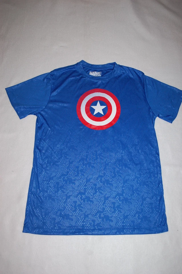 Boys S/S Tee Shirt BLUE Marvel CAPTAIN AMERICA SHIELD Size XL - Image 1 of 1