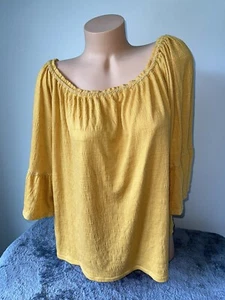 Max Studio Nuevo Top Campesino Mujer XL Dorado Mostaza Campana Barco Boho Barco $68 - Imagen 1 de 10