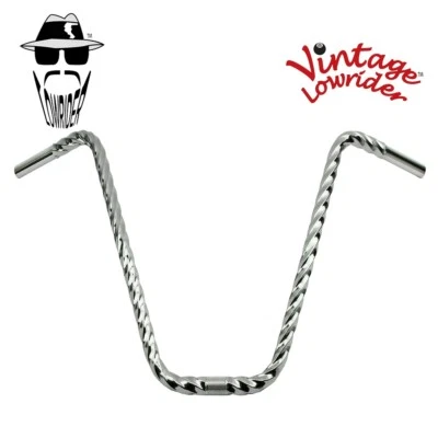VINTAGE LOWRIDER F&R LOWRIDER 16" V Square Twisted Handlebar 22.2mm Chrome Lowrider Bike Cruiser