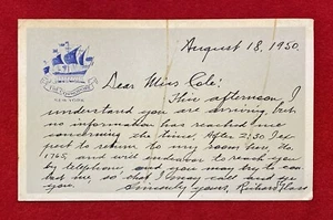 1950 *THE COMMODORE HOTEL* NEW YORK CITY ADVERTISING CORRESPONDENCE CARD+LOGO! - Picture 1 of 10