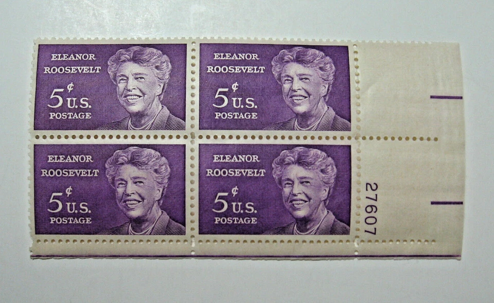 1963 Eleanor Roosevelt 5 Cent U.S. Block of 4 Stamps (No. 1)  - Image 1 of 1