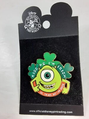 Disney Pin Monsters Inc Mike Kiss Me I'm Irish OK I'm not, but I am Green 2003 - Image 1 of 4