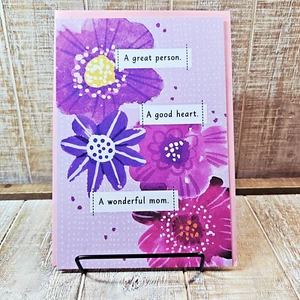 Hallmark Mother's Day Greeting Card Purple Floral Wonderful Mom Good Heart - Picture 1 of 7