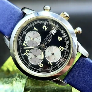 Vintage AUSTIN "Panda" Quartz 1990's 3-Register Chronograph Men's Watch W/ Date - Picture 1 of 3