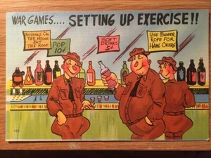 Lustige alte Militär Postkarte - "Kriegsspiele.. Einrichtübung!!" - kostenloser Versand - Bild 1 von 2