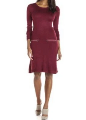 Vestido Suéter Marc Andrew New York Grande Borgoña Cremallera Bolsillos Frontales Manga Larga Foto 1 de 4