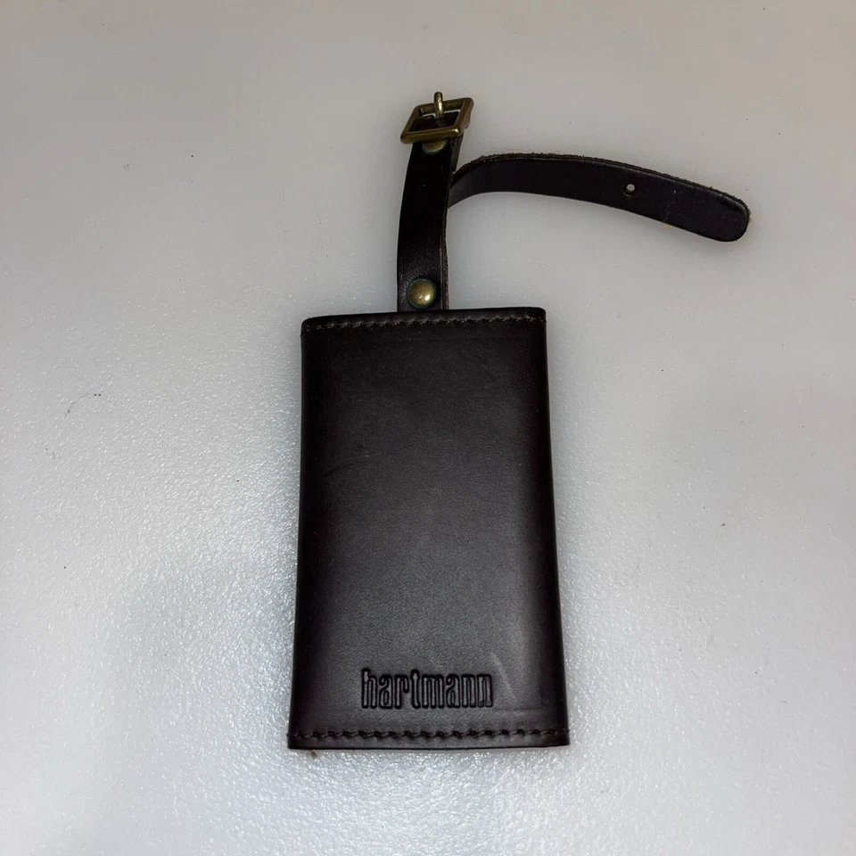 Hartmann Leather Luggage Bag Tag And Handle Original Button Dark Brown Belting - Image 1 of 4