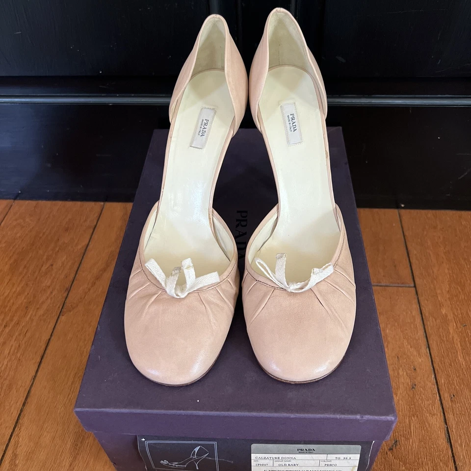 Prada Valarie Donna Old Baby Pesco 39.5 Tacones Rosa Foto 1 de 4