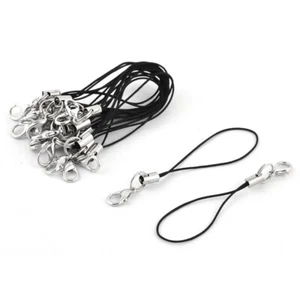 Téléphone Cellulaire Lariat Cordon Cordon Noir Fermoir Mousqueton 70mm 20 Pcs - Photo 1 sur 2