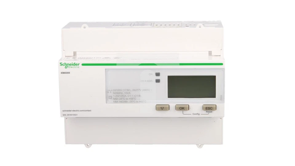 Electricity meter 1/3-phase 125A 100-277/173-480V class 1/B Modbus MID ta /T2UK - Image 1 of 1