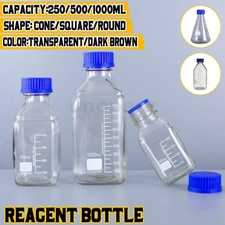 250ml 500ml 1000ml Borosilicate Glass Reagent Bottle Screw Cap orator New