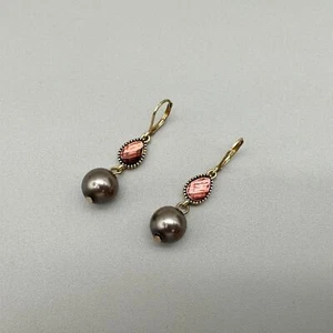 Napier Earrings Gold Tone Elegant Beaded Sophisticated Feminine Neutral 1.5 Inch - Picture 1 of 8