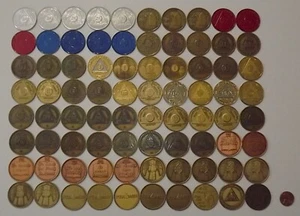 AA Recovery Coins - Sobriety Tokens - Lot of 80 - Bill W - Dr Bob - See Details - Picture 1 of 4