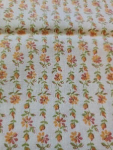 Vintage Sewing Fabric Calico Floral Stripe Salmon Peach 27x44" 3/4 Yard Cotton - Picture 1 of 5