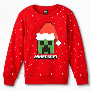 MINECRAFT SANTA CREEPER CHRISTMAS SWEATER PULLOVER SWEATSHIRT YOUTH BOYS 2XL - Picture 1 of 2